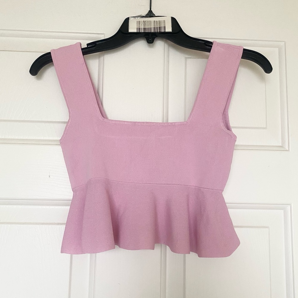 ZARA Baby Pink Peplum Crop Top size S
